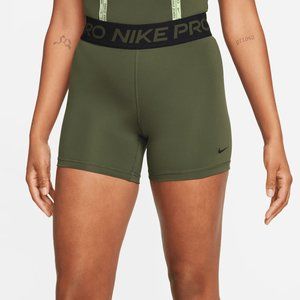 Nike Pro Womens 5" DriFIT Training Shorts Green Black Cargo Khaki CZ9831-325